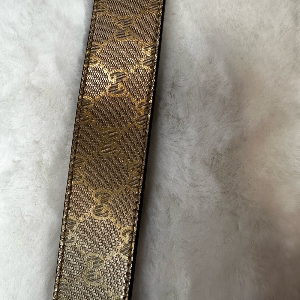Gucci gold Leather Belt with Gold GG Buckle - Picture 8 of 16